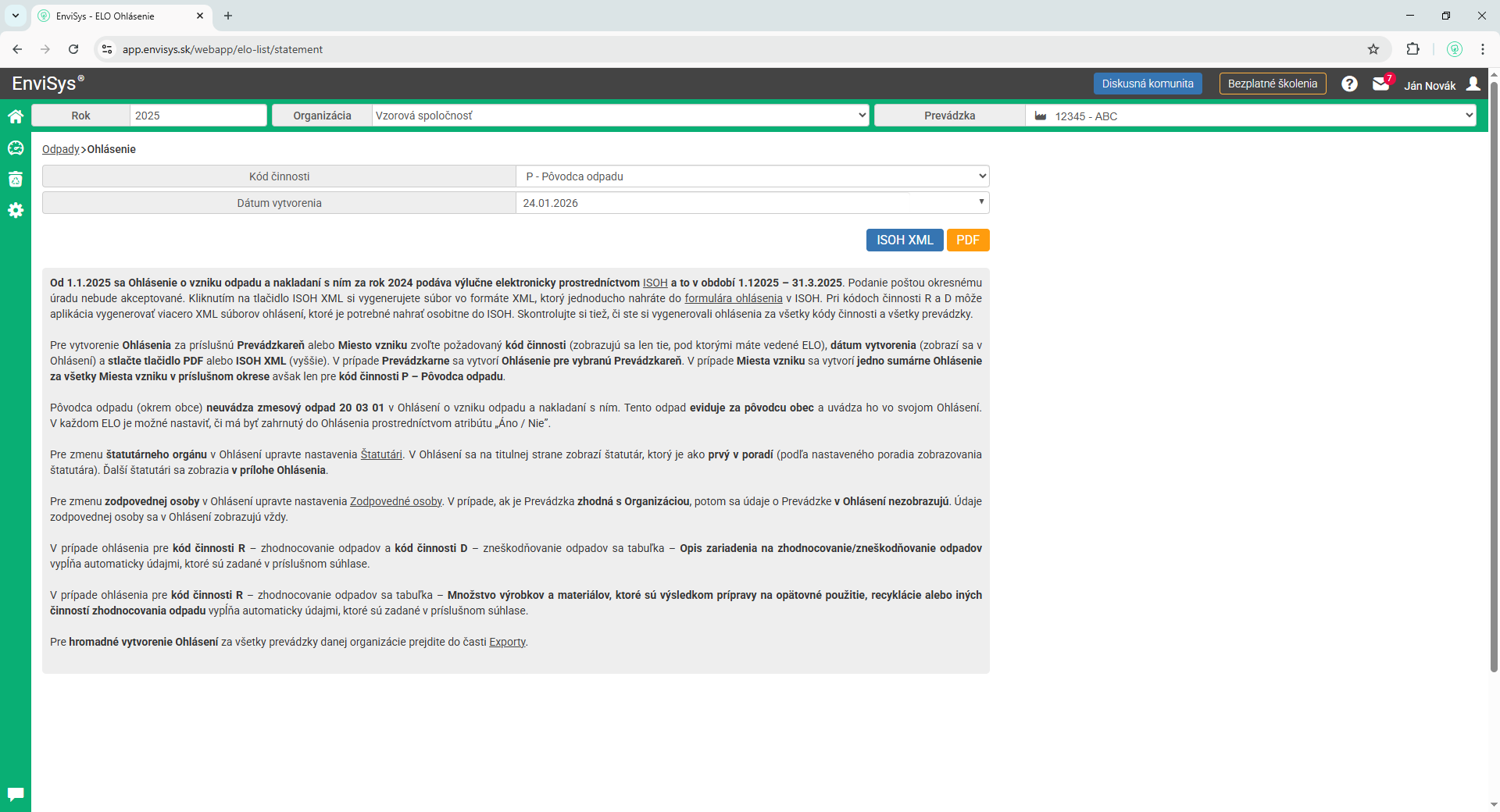 Generovanie ročného ohlásenia