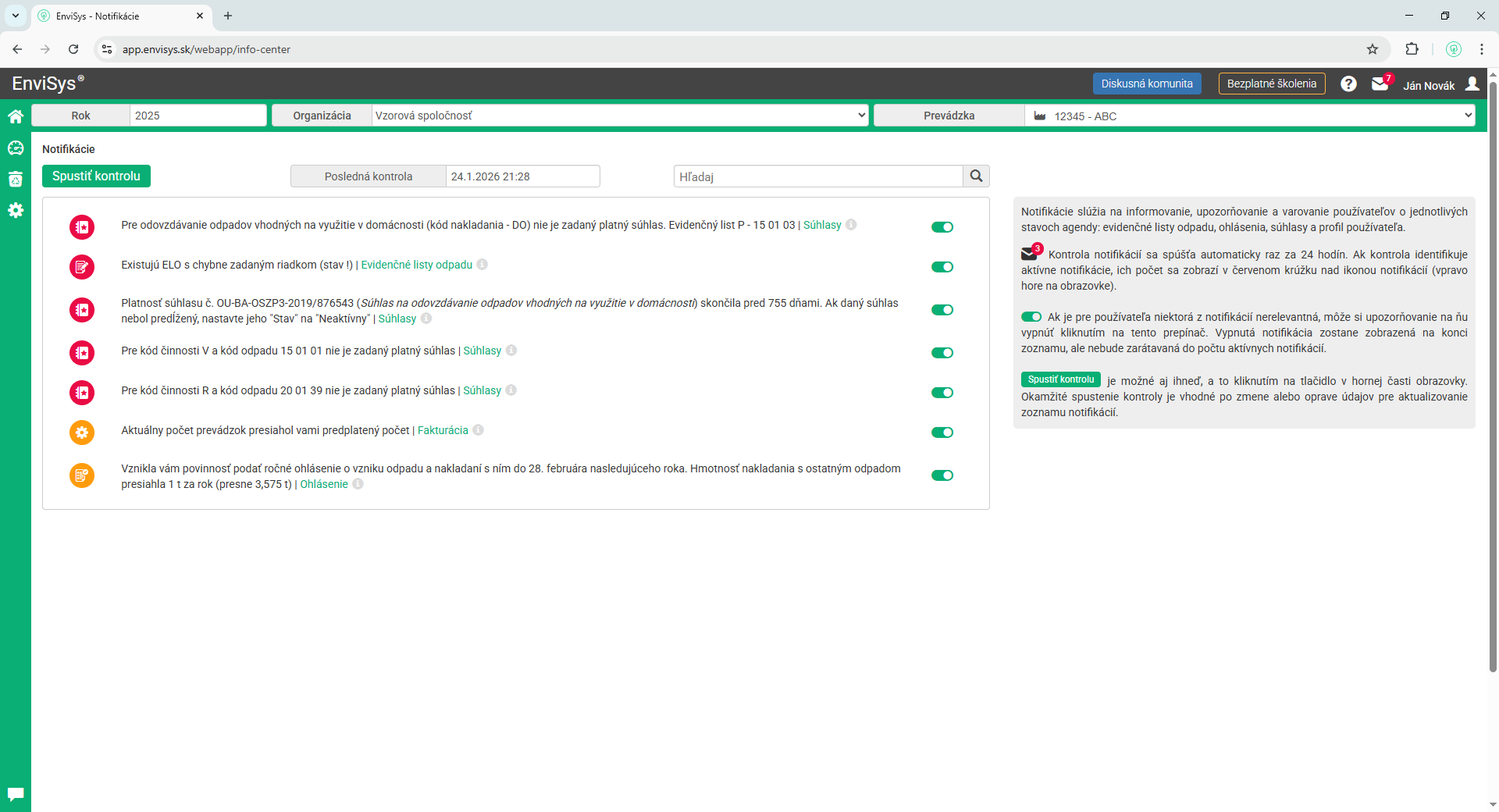 Notifikácie EnviSys