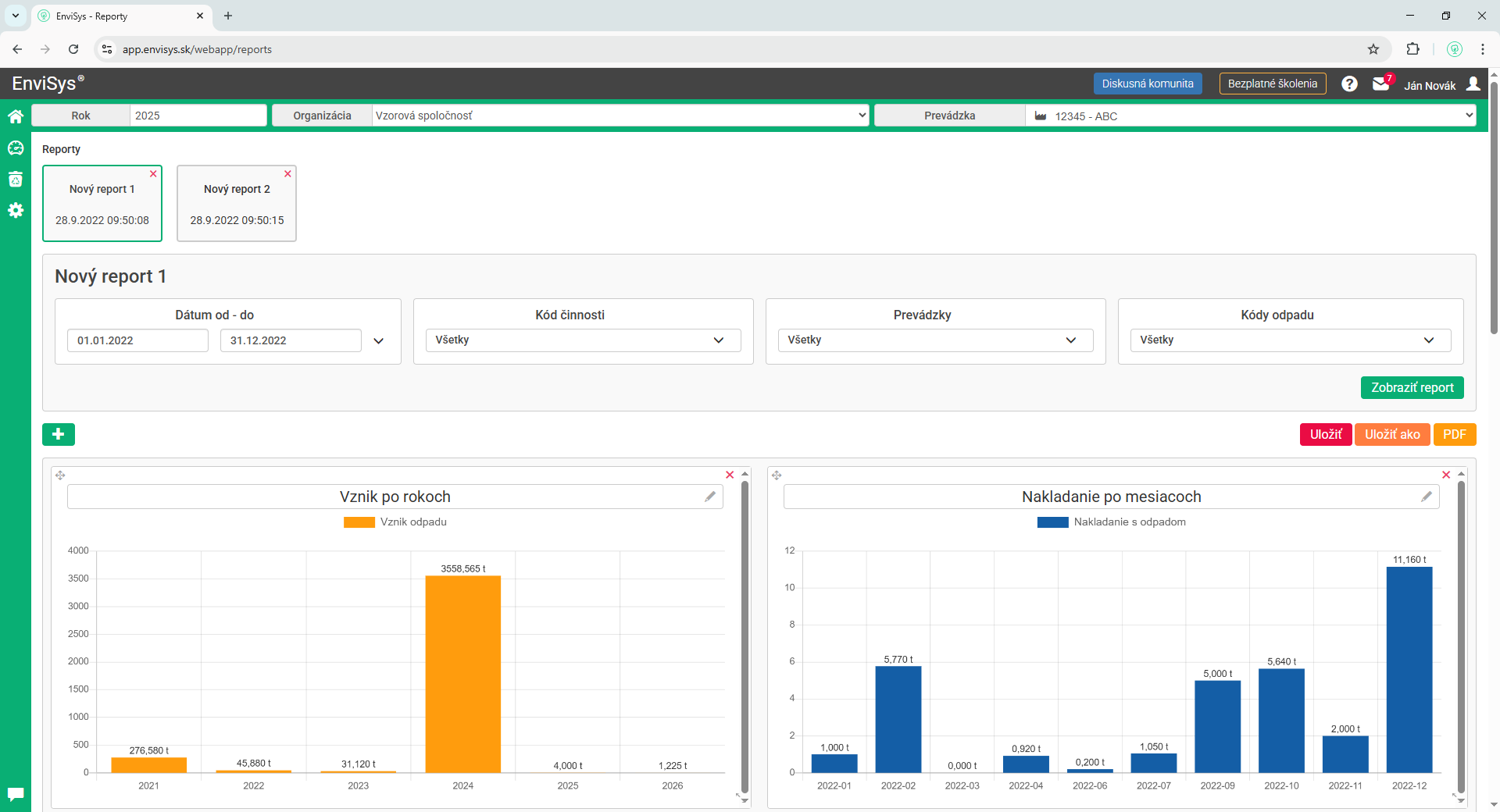 Reporty a grafy EnviSys
