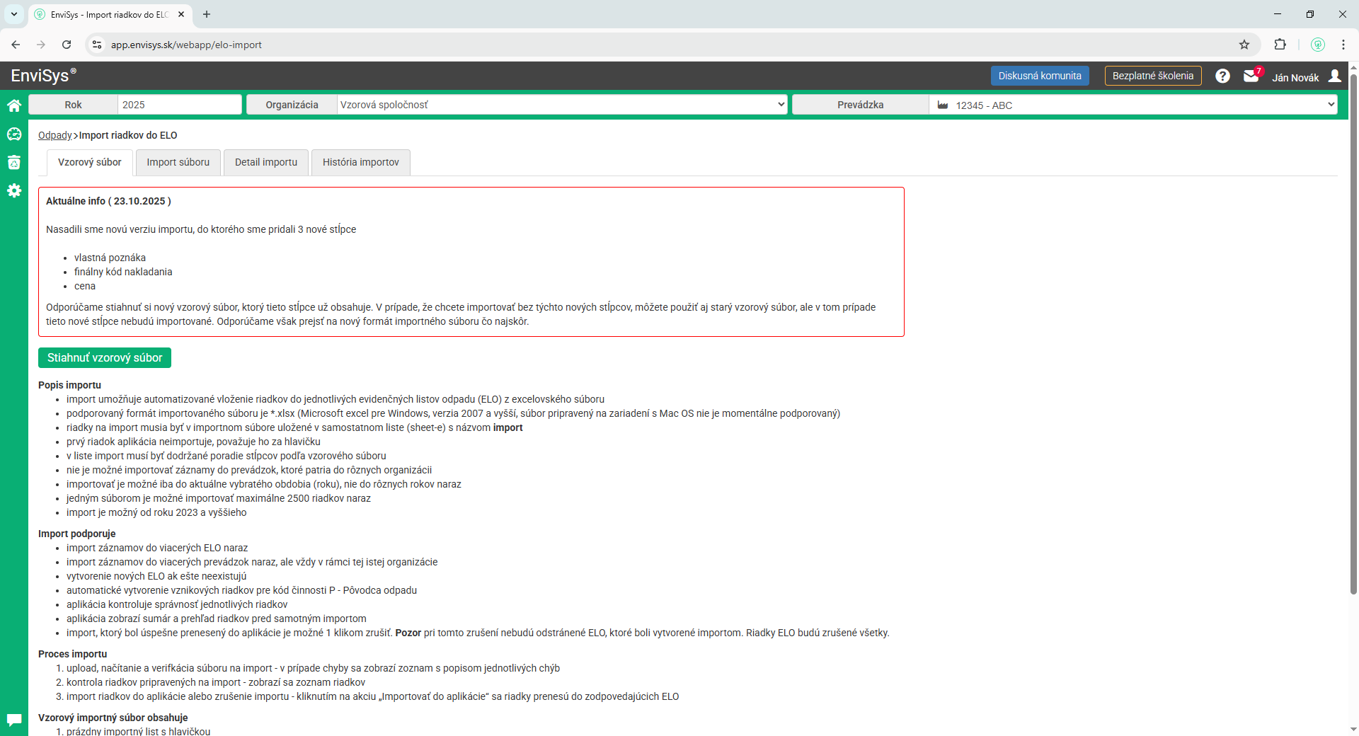Import údajov EnviSys